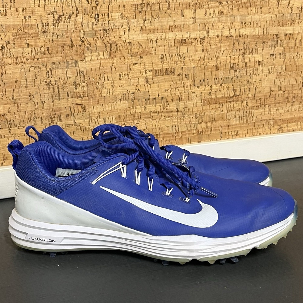 Mens Nike Lunarlon‎ Golf Shoe 11.5  Blue White Performance Comfort